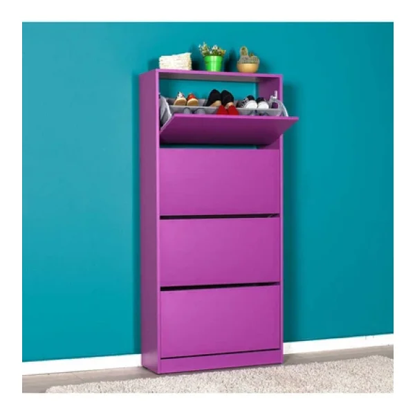 Adore Mobilya Flat Duo Mor 4 Katlı Geniş Ayakkabılık - Görsel 9