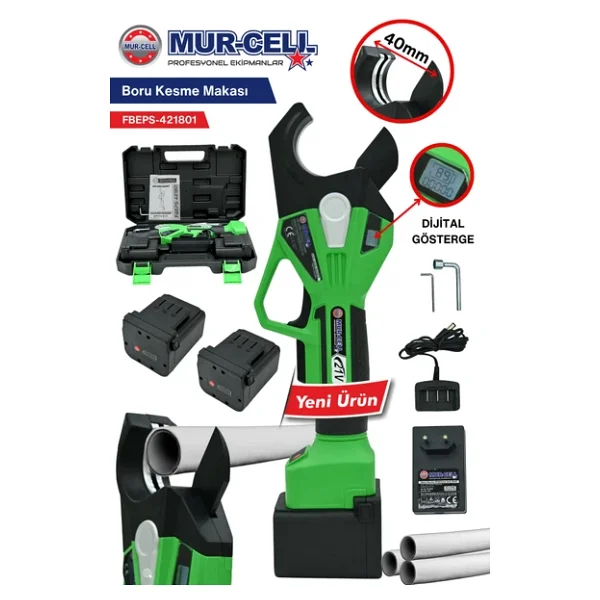 21 V 2 amper Dijital Göstergeli Şarjlı Boru Kesme Makası 40 mm Çap - Görsel 6