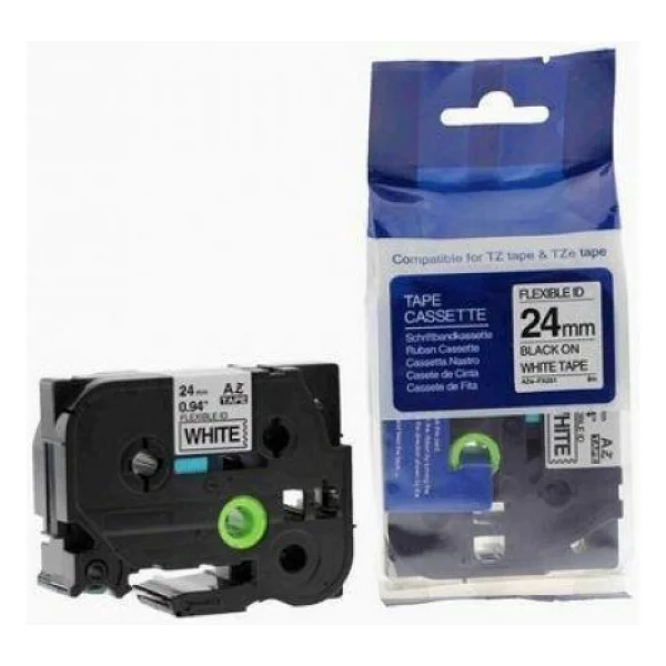 Brother P-Touch TZE-FX251 24 mm Beyaz Üzerine Siyah Laminasyonlu Etiket - Görsel 3