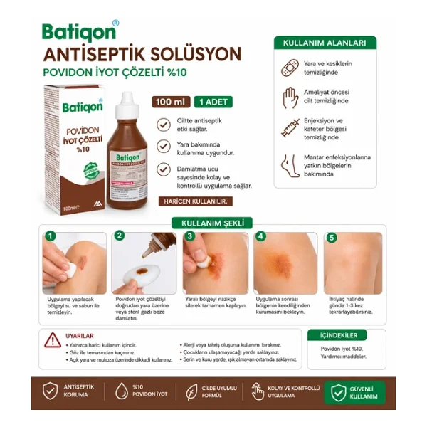 Batiqon Batikon Povidon Iyot Çözelti 100 ML Kapaklı - Görsel 2