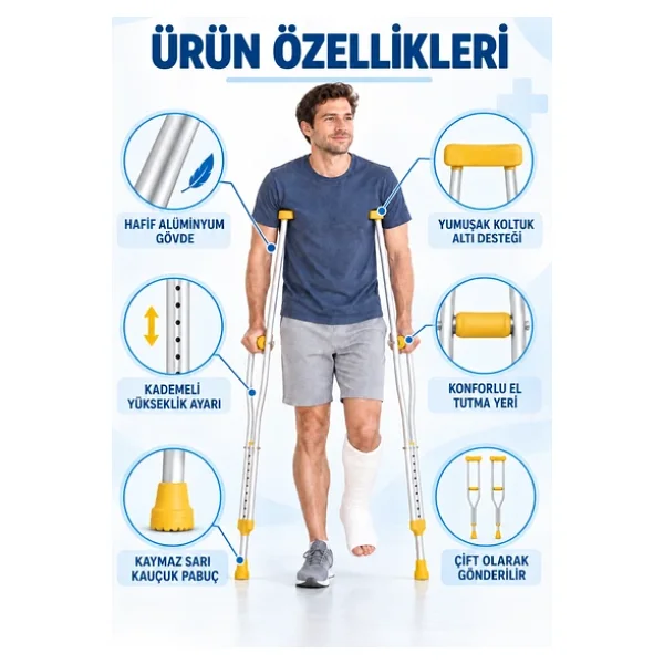 Loco PR 911L Alüminyum Koltuk Altı Değneği - Görsel 4