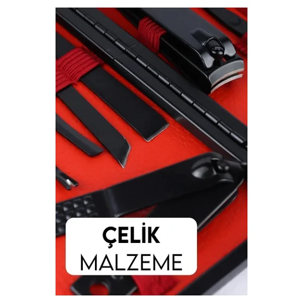 Deri Çantalı 17 Parça Profesyonel Manikür Pedikür Seti Siyah - Görsel 2