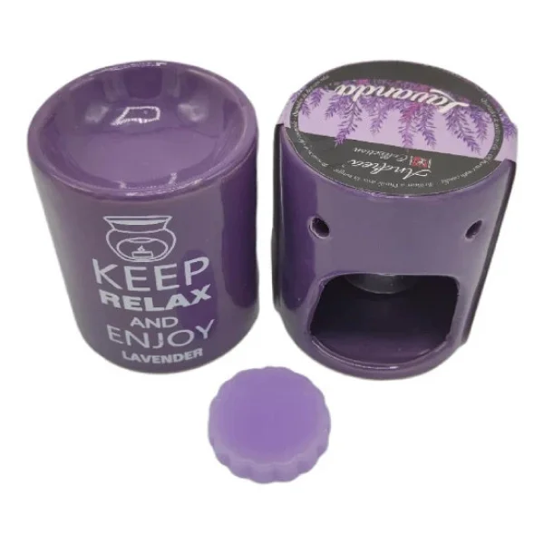 Keep Relax And Enjoy Lavander Seramik Buhurdanlık ve Wax Mum - Görsel 2