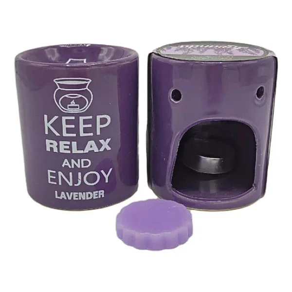 Keep Relax And Enjoy Lavander Seramik Buhurdanlık ve Wax Mum - Görsel 3
