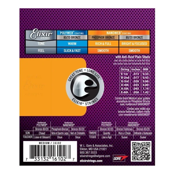Elixir 16102 Nanoweb Phosphor Bronze Akustik Gitar Teli (13-56) - Görsel 4