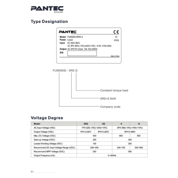 Pantec 60Hp 45 Kw Solar Pompa Inverter (3X380v) Fu9000sı-045G-9 - Görsel 3