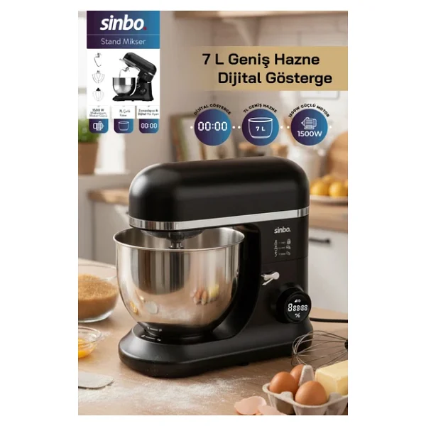 Sinbo SMX-2773 1500 W Siyah 7.5 lt Stand Mikser - Görsel 6