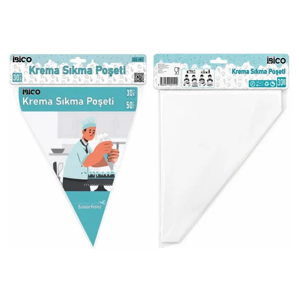 Naylon 30cm 50pcs Krema Sıkma Poşeti Torbası - Görsel 4