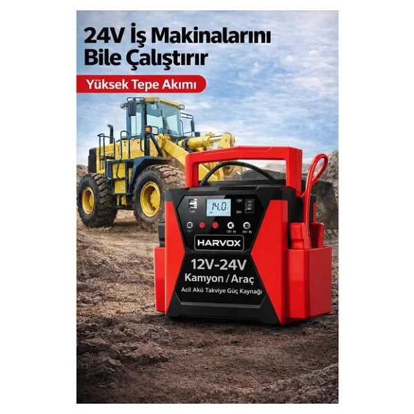Bagajon Harvox Tır, Kamyon, Minibüs, Otobüs,Araçlar İçin Akü Takviye Cihazı 12/24 Volt Çift Voltajlı 50.000 Mah Powerbank - Görsel 4