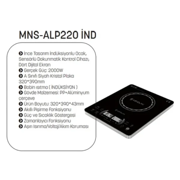 Minisan MNS-ALP220 Tekli Elektrikli İndüksüyon Ocak - Görsel 5