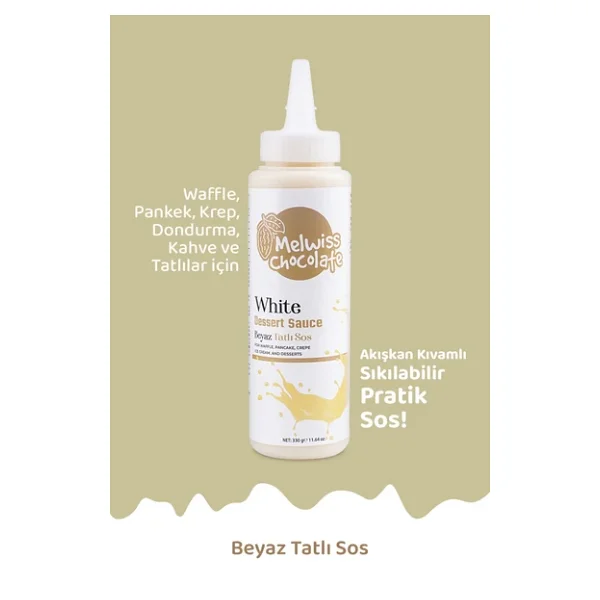Melwiss Chocolate Beyaz Çikolata Aromalı Sos 330 gr - Görsel 4