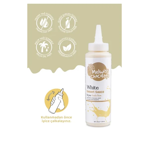Melwiss Chocolate Beyaz Çikolata Aromalı Sos 330 gr - Görsel 5