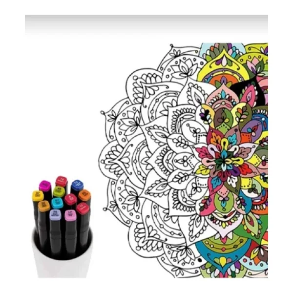 Touch Marker 12'li Set Çantalı Taşınabilir Marker Kalem Seti 12 Renk Çift Taraflı Marker Kalem Seti - Görsel 3