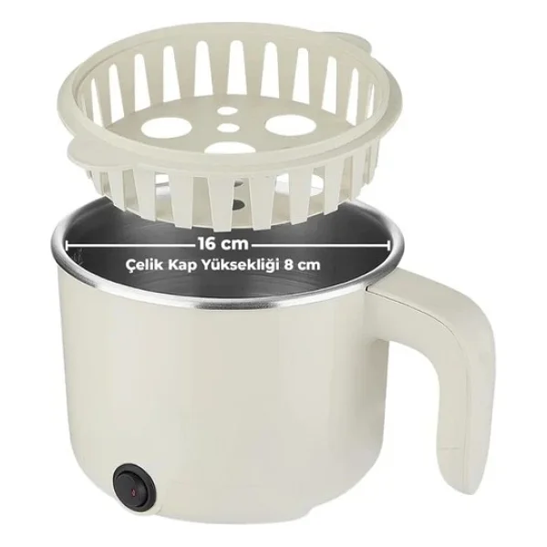 Mini Elektrikli Yemek Pişirici 1 Litre Buharlı Pişirme Tepsili Mutfak Tenceresi - Renkli - Görsel 7