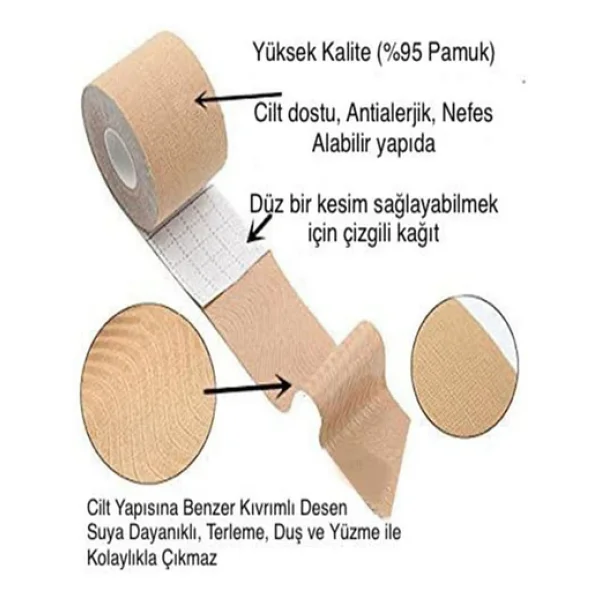 LUMEK Yüz Bandı Kaldırma Ve Kırışıklıklar Için Kinezyo Ten Rengi Bant - Görsel 6