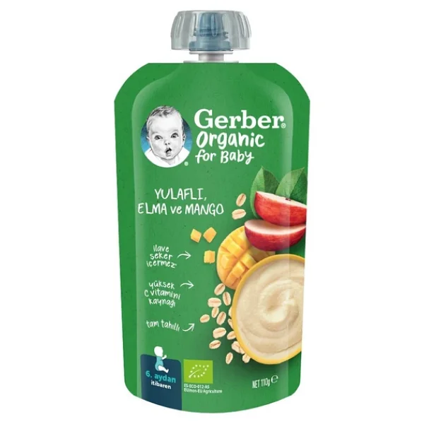Gerber Organik Yulaflı Elma ve Mango Püresi 110 gr - Görsel 2