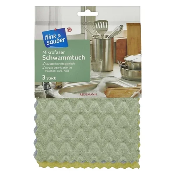 Flink&Sauber 17x22 cm 3'lü Mikrofiber Sünger Bez - Görsel 5