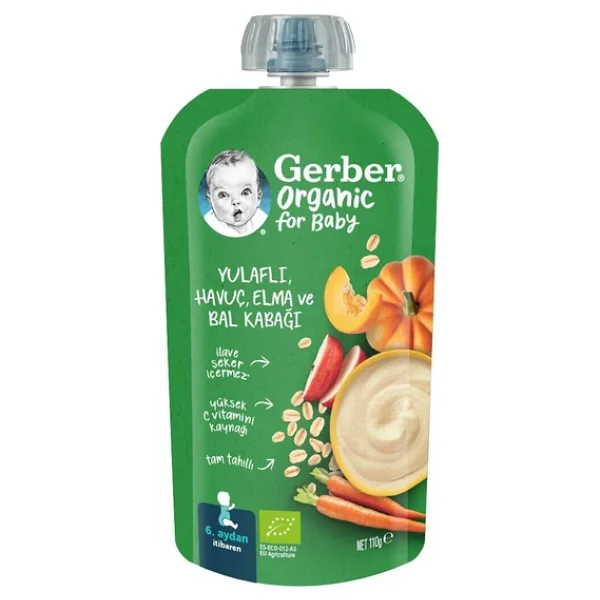 Gerber Organik Yulaflı Havuç Elma ve Bal Kabağı Püresi 110 gr - Görsel 5