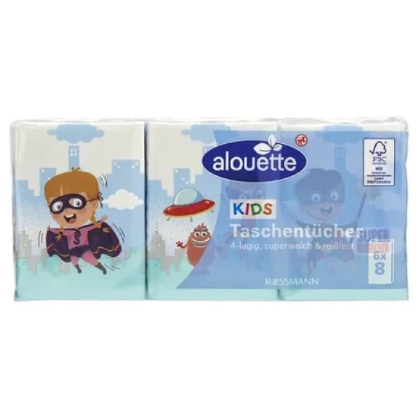 Alouette Çocuklar için 4 Katlı 8'li 6 Paket Kağıt Mendil - Görsel 3