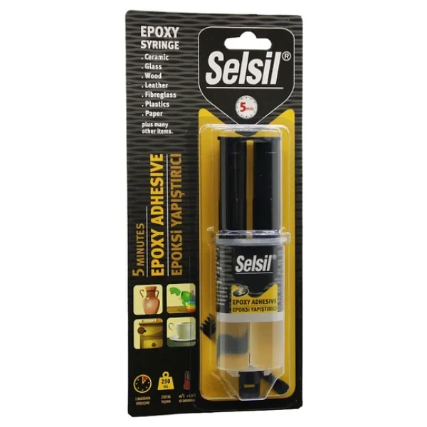 Selsil Epoxy Syrınge Adhesive Şırınga Epoksi Yapıştırıcı 28GR. Alüminyum - Cam - Porselen - Seramik - Ahşap - Metal - Görsel 3