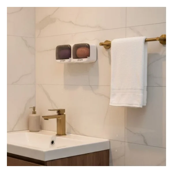 Duvara Monte İkili Kapaklı Plastik Katı Sabunluk Organizer - Banyo & Mutfak İçin Yapışkanlı Sabun Kutusu Ve Düzenleyici - Görsel 7
