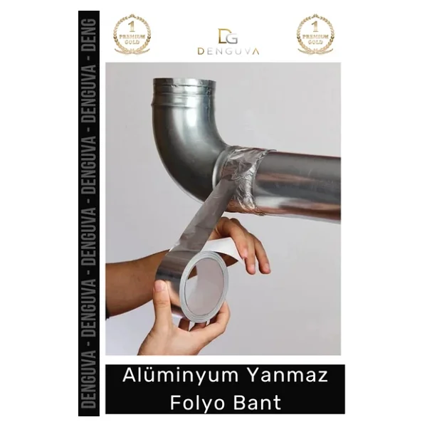 Suya Sıcaklığa Dayanıklı Tamir Soba Boru Yama Alüminyum Yanmaz Folyo Bant 45Mm - 5Mt - 1 Adet - Görsel 2