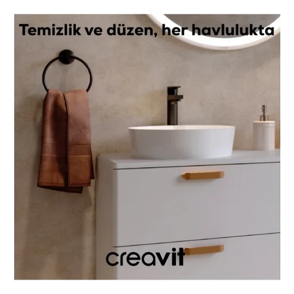 Creavit DR27005S Drop Siyah Yuvarlak Havluluk - Görsel 2