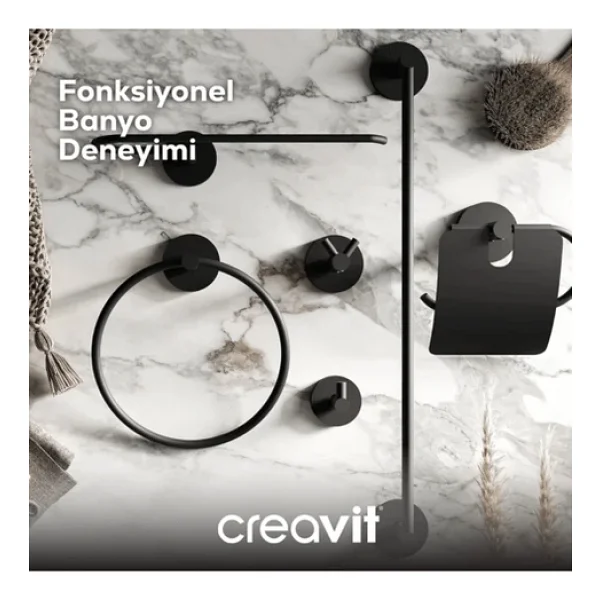 Creavit DR27005S Drop Siyah Yuvarlak Havluluk - Görsel 3