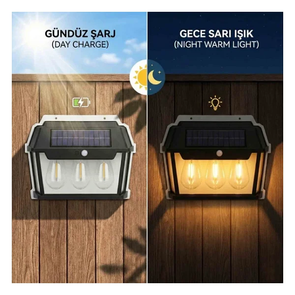 Panther PT-2933 LED Filament Sensörlü Solar Bahçe Aydınlatması - Görsel 8