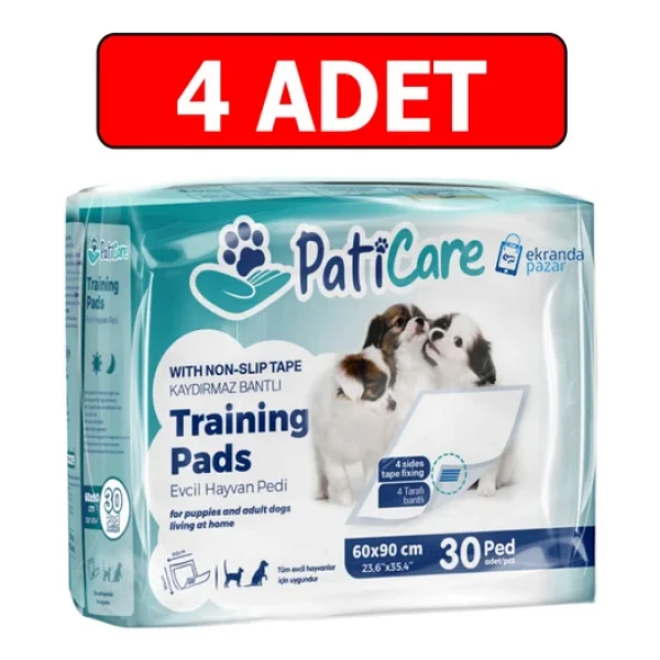 Paticare Trainingpads Yavru Köpek Tuvalet Eğitim Pedi 60X90CM 30LU Yapışkanlı Çiş Pedi 4ADET - Görsel 2