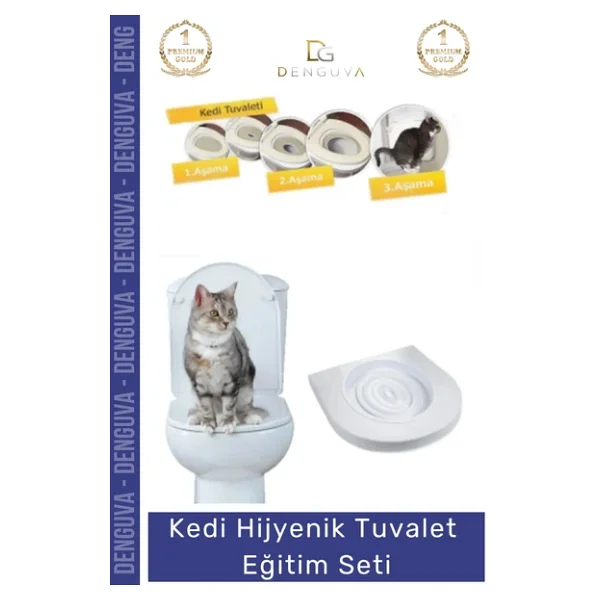 Özel Üretim Klozet Alıştırma Kapağı Kum Kabı Wc Yavru Yetişkin Kedi Hijyenik Tuvalet Eğitim Seti - Görsel 3