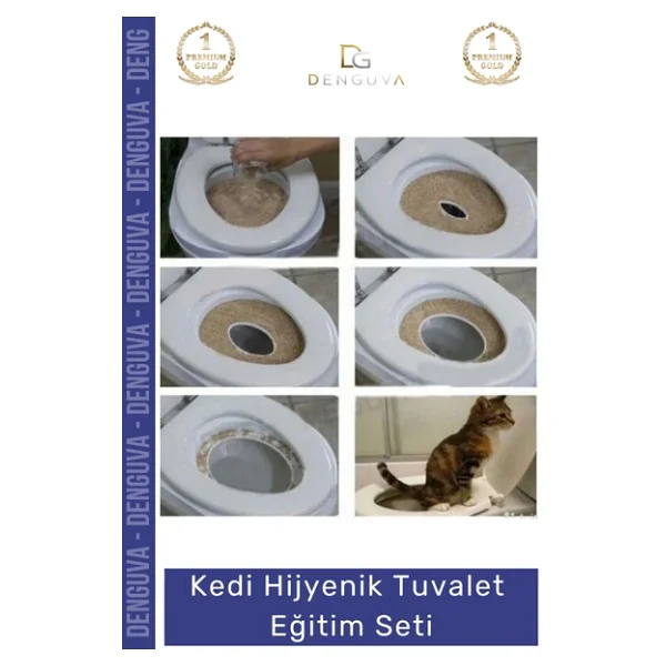 Özel Üretim Klozet Alıştırma Kapağı Kum Kabı Wc Yavru Yetişkin Kedi Hijyenik Tuvalet Eğitim Seti - Görsel 5