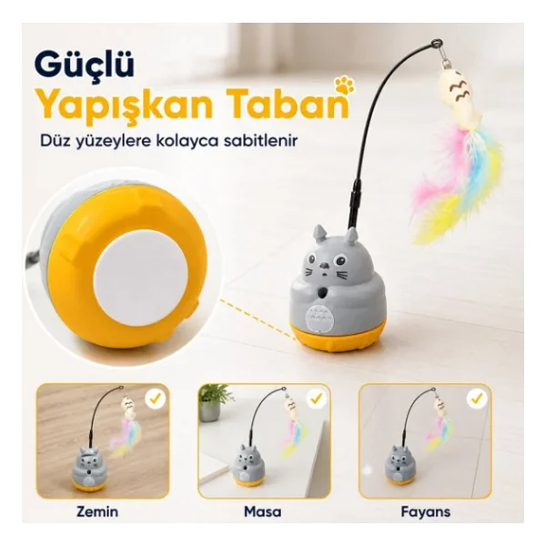 Kedi Şekilli Dönen Peluş Balıklı Olta Oyuncağı - Görsel 9