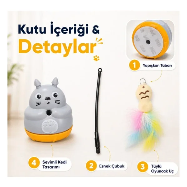 Kedi Şekilli Dönen Peluş Balıklı Olta Oyuncağı - Görsel 8