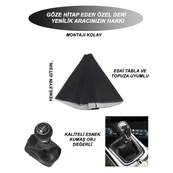 Volkwagen Polo 1/2 Uyumlu Oto,araba Vites Körüğü Siyah Dikiş - Görsel 2
