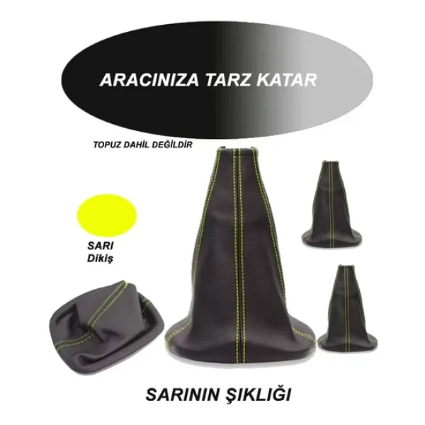 Ford Focus 05-12 Uyumlu Oto,araç Vites Körüğü Sarı Dikiş - Görsel 3