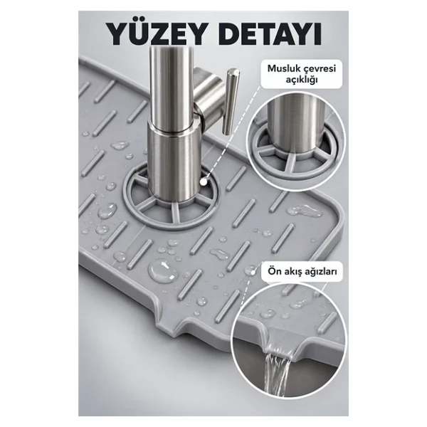 Mucit Home Silikon Musluk Matı - Su Geçirmez Lavabo Kenar Damlatmaz Altlık Düzenleyici Mat - Görsel 3