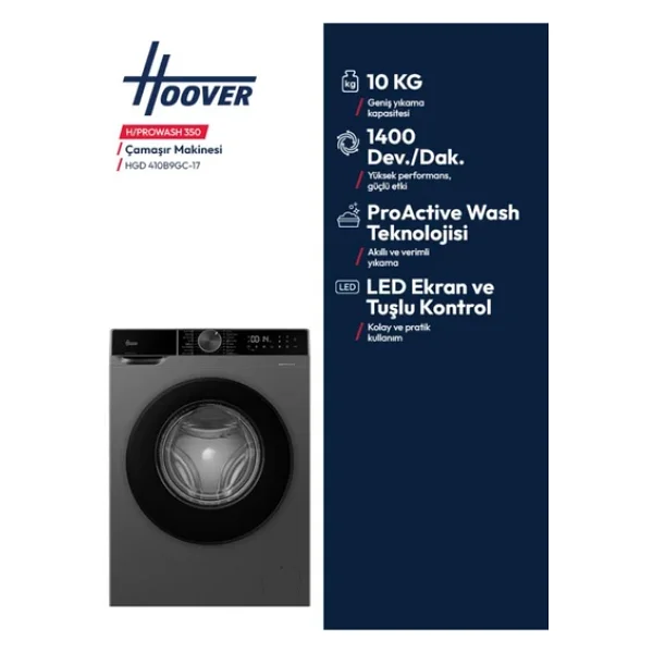 Hoover HGD 410B9GC-17 1400 Devir 10 kg Çamaşır Makinesi - Görsel 2