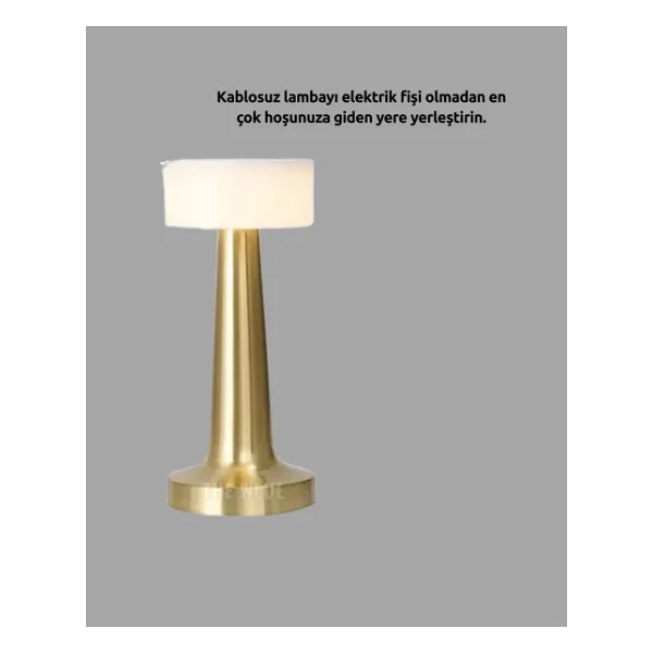 Kablosuz Dokunmatik Masa Lambası - Şık Modern Metal Gövde, USB Şarjlı - Görsel 8