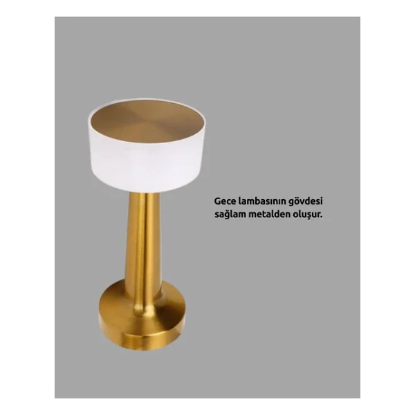 Kablosuz Dokunmatik Masa Lambası - Şık Modern Metal Gövde, USB Şarjlı - Görsel 7