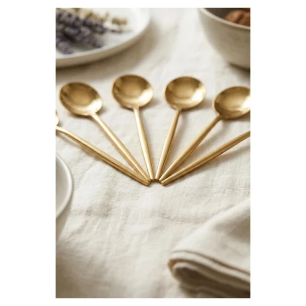6'Lı Lüks Gold Paslanmaz Çelik Çay Kaşığı Seti (13 Cm) - Görsel 8