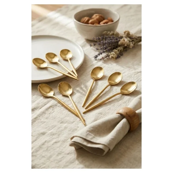 6'Lı Lüks Gold Paslanmaz Çelik Çay Kaşığı Seti (13 Cm) - Görsel 7