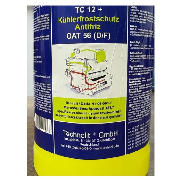MOTORX Fosforlu Yüksek Performaslı OAT Teknolojili Konsantre Saf Sarı Antifiriz -56 3L - Görsel 3