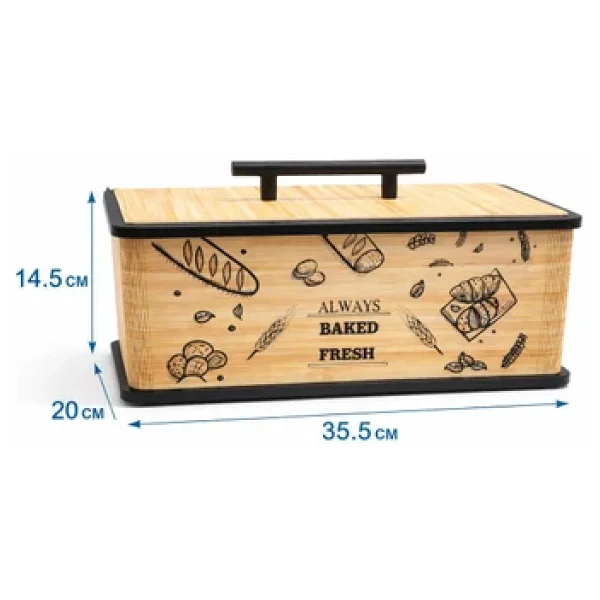Kitchen Line Kapaklı Ahşap Ekmeklik - Dekoratif Desenli Ekmek Saklama Kutusu - Lüx Büyük Ekmek Dolabı - Görsel 8