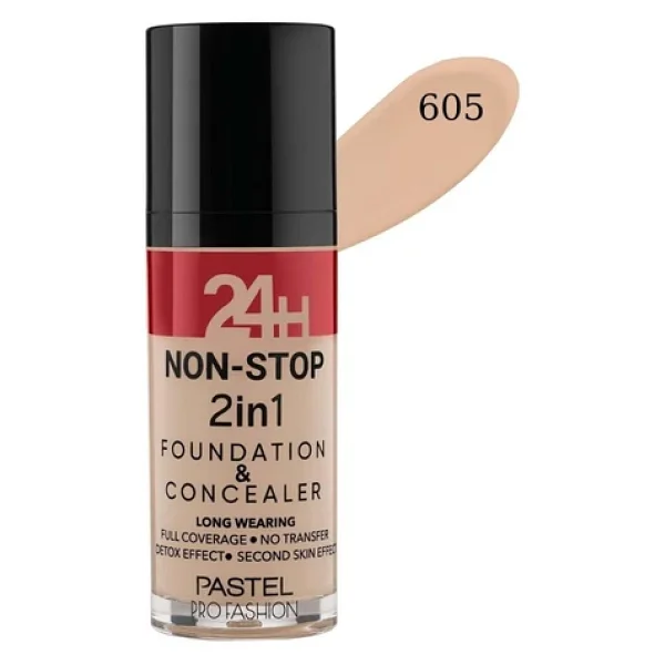 Pastel Profashion 24H Non-Stop 2 in 1 605 Sand 30 ml Fondöten & Kapatıcı - Görsel 6