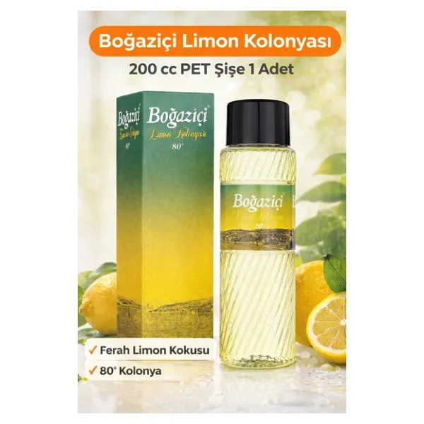 Boğaziçi Limon Kolonyası 200 Cc 80° Ferahlatıcı Limon Kokulu Kolonya Pet Şişe 1 Adet - Görsel 3