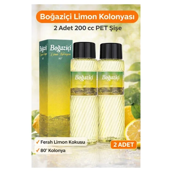 Boğaziçi Limon Kolonyası 200 Cc Pet Şişe 2 Adet 80° Ferahlatıcı Limon Kokulu Kolonya - Görsel 3