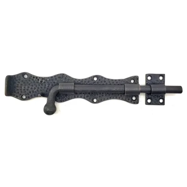 Antika Tarz Dekoratif Pirinç Dövme Kapı Sürgüsü - 20cm, Oksit - Görsel 4