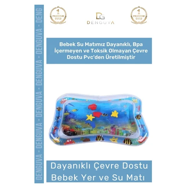Dayanıklı Sızdırmaz Bebek Aktivite Oyuncağı BPA İçermez Emekleme Zamanı Yatak Minder Su Oyun Matı - Görsel 2