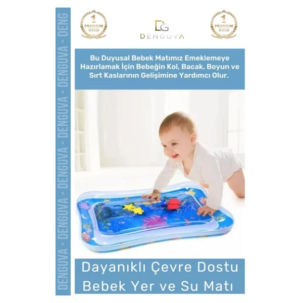 Dayanıklı Sızdırmaz Bebek Aktivite Oyuncağı BPA İçermez Emekleme Zamanı Yatak Minder Su Oyun Matı - Görsel 3